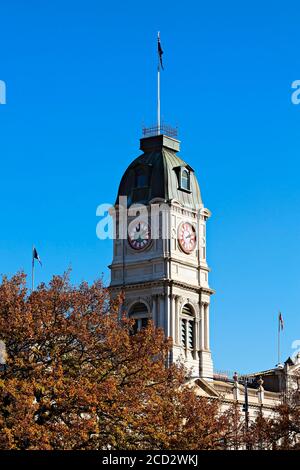 Ballarat Australien / Außenansicht des circa 1872 Ballarat Town Hall. Stockfoto