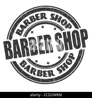Friseurladen Schild oder Stempel auf weißem Hintergrund, Vektor-Illustration Stock Vektor