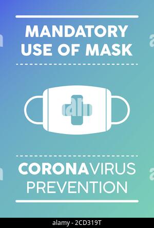 Informationsposter: Obligatorische Verwendung der Maske. Coronavirus-Prävention. Stock Vektor