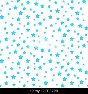 Blau fliegende Sterne Konfetti isoliert auf weißem Hintergrund. Schöne kleine zufällige Sternfall. Muster von kleinen leuchtenden Sternen. Dekorativ blau chr. Stock Vektor