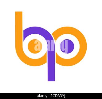 Stilisierte Kleinbuchstaben B und P werden durch eine einzige Zeile für ein Logo, Monogramm oder Monogramm verknüpft. Vektorgrafik isoliert auf weißem Hintergrund. Stock Vektor