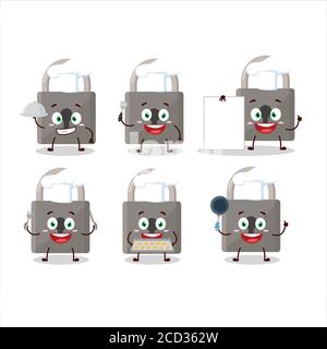 Cartoon Charakter der Sperre mit verschiedenen Chef Emoticons Stock Vektor