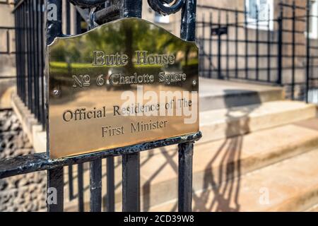 Bute House, offizielle Residenz von First Minister Nicola Sturgeon, Charlotte Square, Edinburgh, Schottland, Großbritannien. Stockfoto