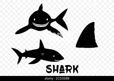 Shark Vektor Silhouetten auf weißem Hintergrund Stock Vektor