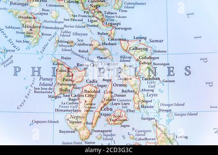 Geographische Karte der Philippinen mit wichtigen Städten Stockfoto