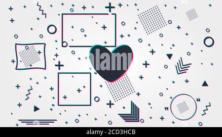 Memphis Karte mit Glitch geometrischen Formen. Luxus-Mode-Design - 80-90er. Stock Vektor