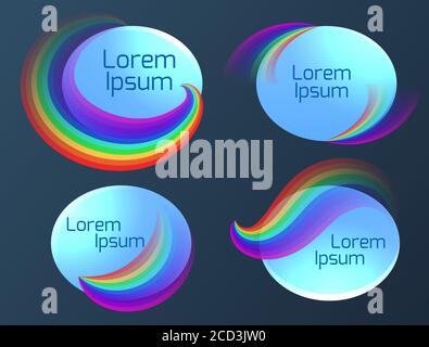 Set von ovalen Bannern mit einem Regenbogen. Vektor-Element für Infografiken, Webseiten und Ihr Design Stock Vektor