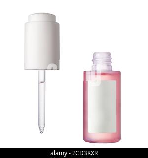 Kosmetische Flasche mit einer Pipette isolieren auf weißem Hintergrund mit Beschneidungspfad Stockfoto