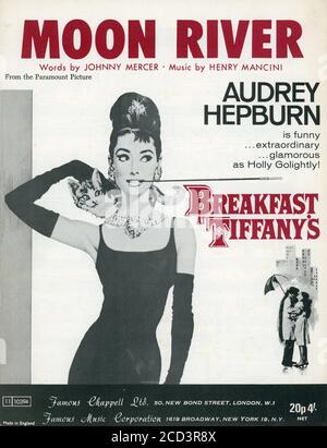 Noten - Moon River - Audrey Hepburn -1961 Stockfoto