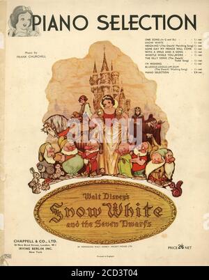 Noten - Klavierauswahl - von Walt Disney's Snow Weiß - 1937 Stockfoto