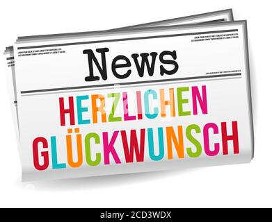 Herzlichen Glühwckwunsch - Happy Birthday Zeitung. Eps10-Vektor. Stock Vektor