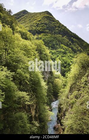 In Tolminska Korita Tolminka River - Tolmin Schlucht. Slowenien Stockfoto