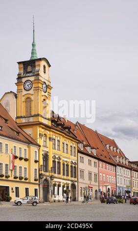 Platz von König Georg von Podebrady – Marktplatz in Cheb. Tschechische Republik Stockfoto