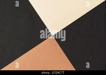 Papier für Pastell Überlappung in schwarz, beige und Terrakotta Farben für Hintergrund, Banner, Präsentationsvorlage. Kreative moderne trendige Hintergrund-Design in natürlichen Farben. Trendige Papier für Pastell Hintergrund im Vintage-Stil. Stockfoto