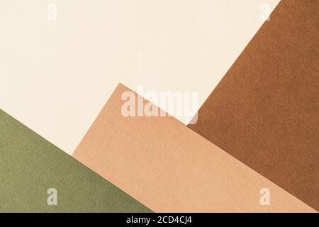 Papier für Pastell Überlappung in beige, grün und Terrakotta Farben für Hintergrund, Banner, Präsentationsvorlage. Kreative moderne trendige Hintergrund-Design in natürlichen Farben. Trendige Papier für Pastell Hintergrund im Vintage-Stil. Stockfoto