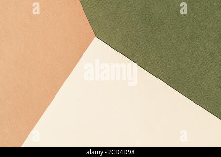 Papier für Pastell Überlappung in beige, grün und Terrakotta Farben für Hintergrund, Banner, Präsentationsvorlage. Kreative moderne trendige Hintergrund-Design in natürlichen Farben. Trendige Papier für Pastell Hintergrund im Vintage-Stil. Stockfoto