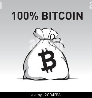 Sack und Bitcoin. Vektordarstellung Illustration und Symbole. Stock Vektor