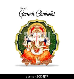 Illustration von Lord Ganpati Hintergrund für Ganesh Chaturthi Festival von Indien Stockfoto