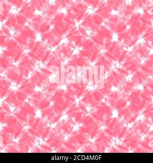 Krawatte Farbstoff Shibori Nahtloses Muster. Aquarell handbemalte rosa Zierelemente auf weißem Hintergrund. Aquarell abstrakte Textur. Print für textil Stockfoto