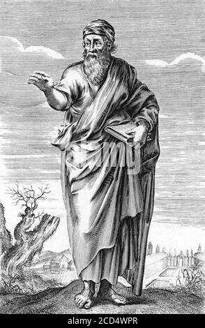 Pythagoras. 17. Jahrhundert Illustration des antiken griechischen Philosophen. Stockfoto