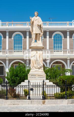 Statue von dionysios auf dem solomos Platz auf der griechischen Insel zakynthos in der Hauptstadt oder Hauptstadt auf Zante. Stockfoto