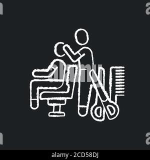 Haarschneide Kreide weißes Symbol auf schwarzem Hintergrund Stock Vektor