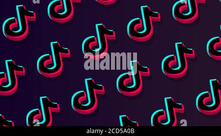 TikTok Social Network Muster Hintergrund. Odessa, Ukraine - 26. August 2020. Vektorgrafik. Stock Vektor