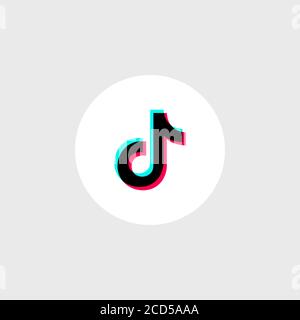 Odessa, Ukraine - 26. August 2020 Tik Tok Glitch Symbol der sozialen Medien. Symbol für das soziale Netzwerk von TIK Tok. Stock Vektor
