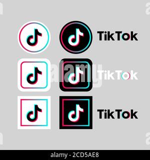 Tik Tok Symbol für soziale Netzwerke auf grauem Hintergrund. Odessa, Ukraine - 26. August 2020 Stock Vektor
