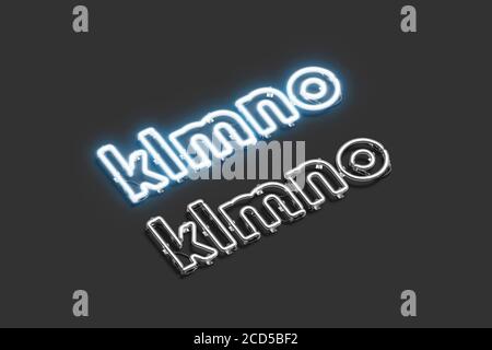 Dekorative k l m n o Buchstaben, Neon-Schrift mockup Stockfoto