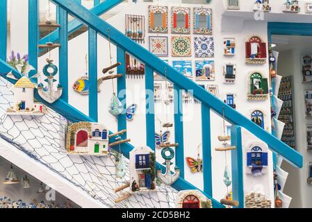 Souvenirladen, Mykonos Stadt, Mykonos, Kykladen Inseln, Griechenland Stockfoto