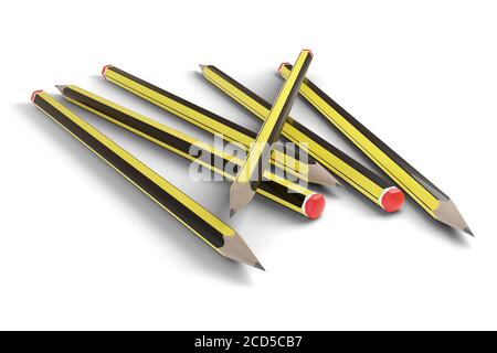 Bleistifte auf weißem Hintergrund. 3d-Illustration. Stockfoto