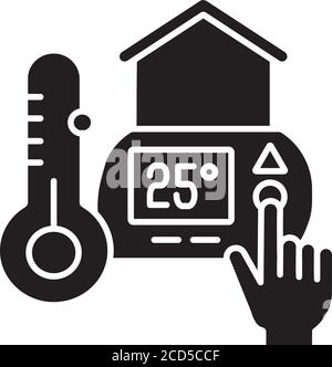 Thermostateinstellung, schwarzes Glyphensymbol Stock Vektor