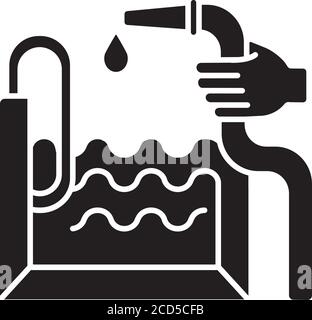 Pool Konstruktion schwarzes Glyph Symbol Stock Vektor