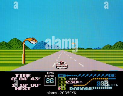 Famicom Grand Prix - 3D Hot Rally - Nintendo Famicom Disk System Videogame – nur für redaktionelle Zwecke Stockfoto