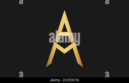 A, M, AM Brief mit Star Logo Vorlage Vektor Symbol Illustration Design. Modernes Star-Logo im eleganten Stil mit schwarzem Hintergrund. Stock Vektor