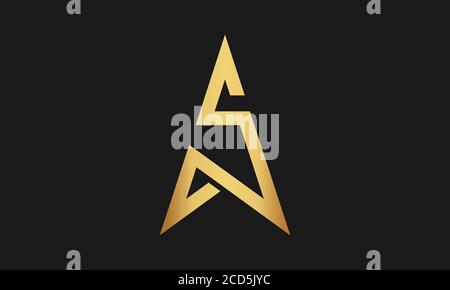 S Brief mit Stern Logo Vorlage Vektor Symbol Illustration Design. Modernes Star-Logo im eleganten Stil mit schwarzem Hintergrund. Stock Vektor