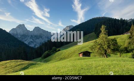 Landschaft des Regionalparks Gruyère Pays-d'Enhaut, Schweiz Stockfoto