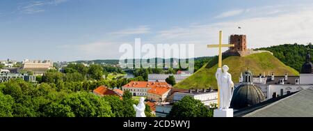 Erhöhte Ansicht der Stadt Vilnius von der Kathedrale, Litauen Stockfoto