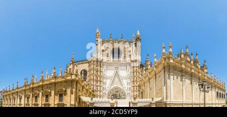 Catedral de Sevilla Fassade, Sevilla, Andalusien, Spanien Stockfoto