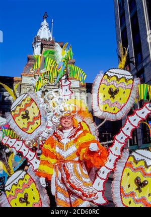 Bunte Kostüme während Mummers Parade, Philadelphia, Pennsylvania, USA Stockfoto