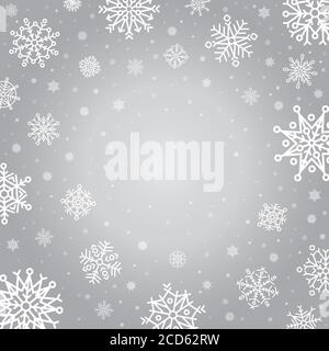 Schneeflocken Winter Hintergrund. Urlaub Silber Frost Schneeflocke Vorlage, kalt fallende Schneeflocke Kristalle Vektor Hintergrund Illustration Stock Vektor