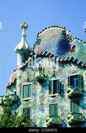 Casa Batllo (entworfen von Antoni Gaudi), Barcelona, Katalonien, Spanien Stockfoto