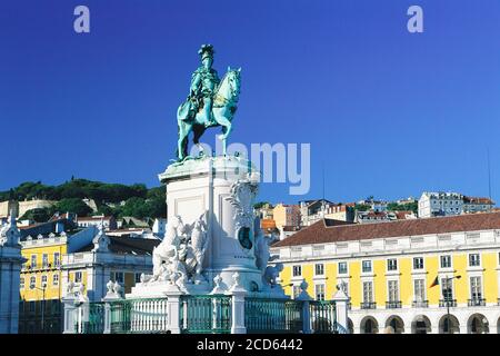 Statue von König Jose I. auf dem Palastterrassenplatz (Praco do Comercio), Lissabon, Portugal Stockfoto