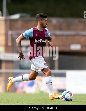 High Wycombe, Großbritannien. August 2020. Manuel Lanzini von West Ham United während des 2020/21 Pre Season Freundschaftsspiel zwischen Wycombe Wanderers und West Ham United in Adams Park, High Wycombe, England am 25. August 2020. Foto von Andy Rowland. Kredit: Prime Media Images/Alamy Live Nachrichten Stockfoto