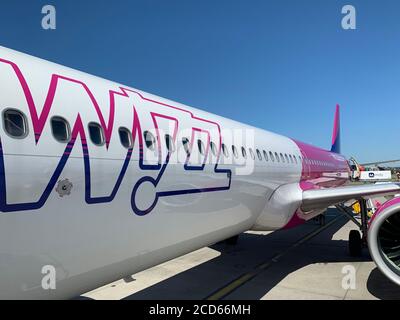 Airbus A321 Wizz Air Passagierjet Flugzeug am Budapest Ferenc Liszt International Airport. Budapest / Ungarn. Stockfoto