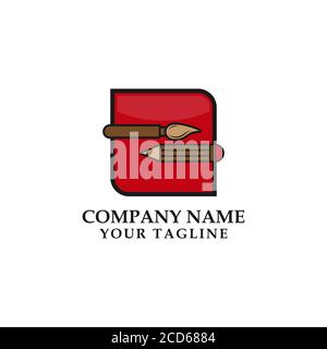 Pinsel und Bleistift Logo Vorlage. Kreative Idee Vektor-Design. Smart Writer-Logo Stock Vektor