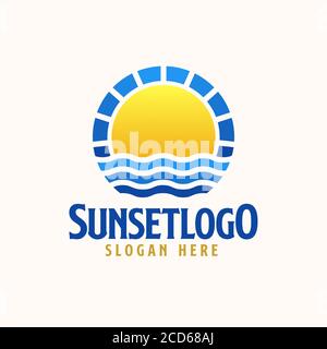 Logo-Vorlage für Farbverlauf bei Sonnenuntergang. Vektorgrafik Stock Vektor