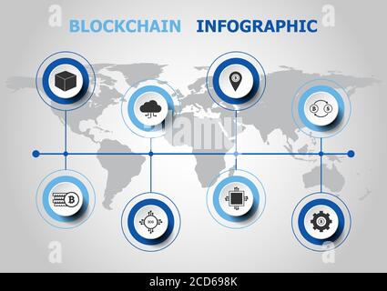 Infografik-Design mit Blockchain-Icons, Stock-Vektor Stock Vektor