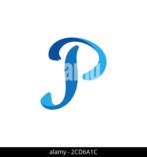 Buchstabe p einfacher Gradient 3d-Logo-Vektor Stock Vektor